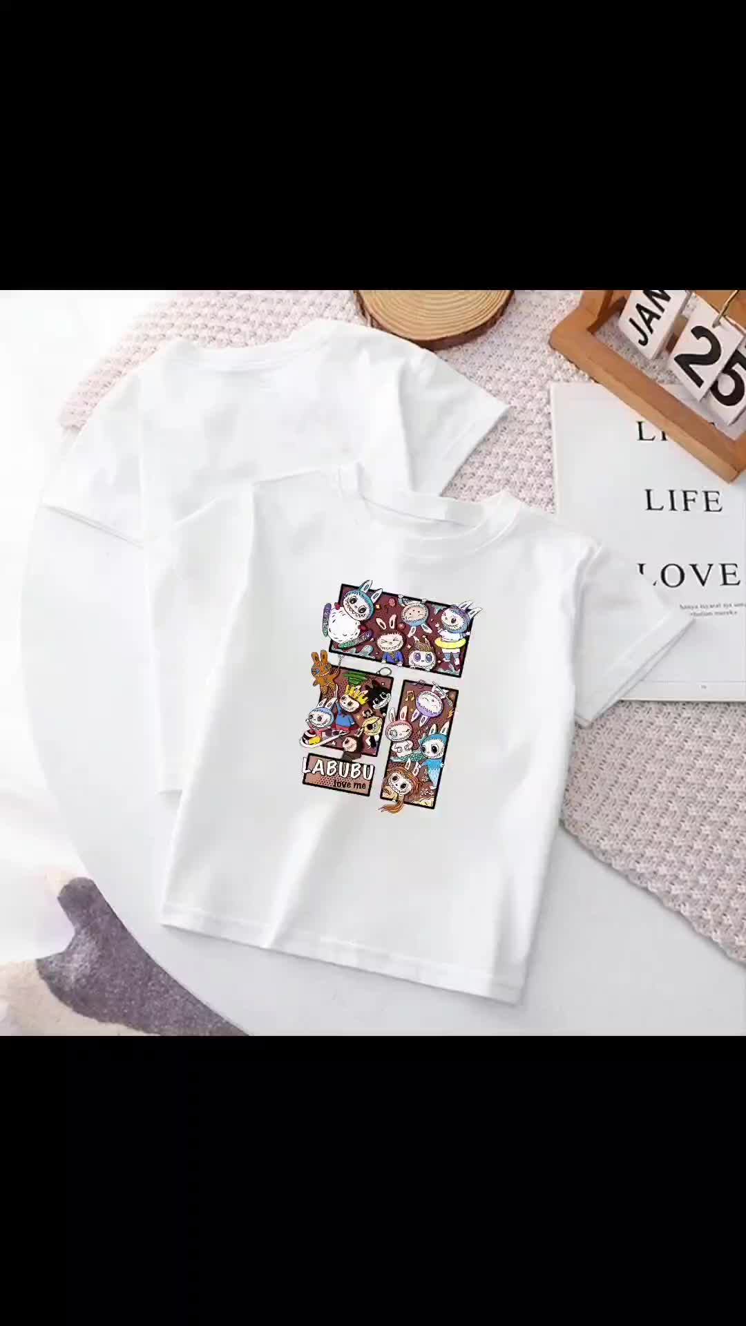 Baju Anak Labubu Love Me Kaos Oblong Lengan Pendek Atasan Anak Fashion