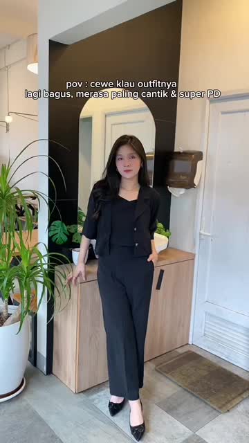 Gystore Setelan Viola 3in1 Wanita crinkle Outer dan celana Panjang Standar Top Atasan Kancing Basic