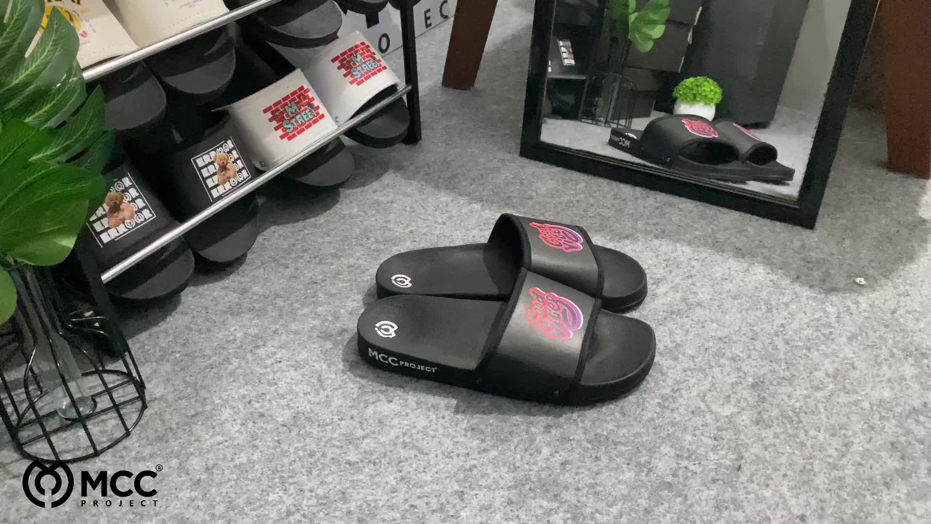 Sandal Selop Pria Terbaru Kasual Kekinian Slide Slip On Motif Good Vibess Sol Hitam - Shoes, Black Sendal Kasual Karet