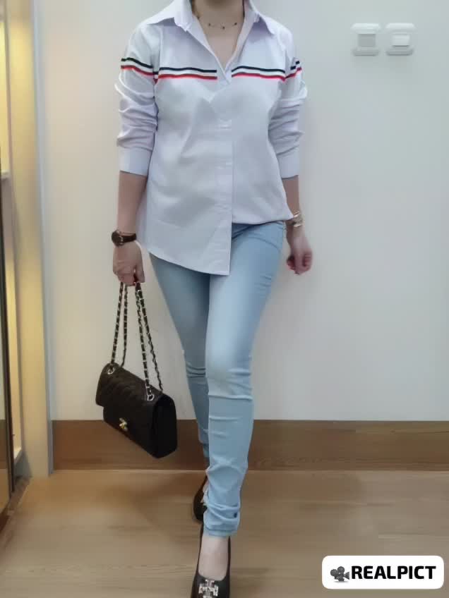 Kemeja Wanita Putih Casual Cotton Stretch Lengan Panjang Kemeja Korea Kemeja Putih Hitam Baju Katun baju atasan wanita Kemeja Jumbo