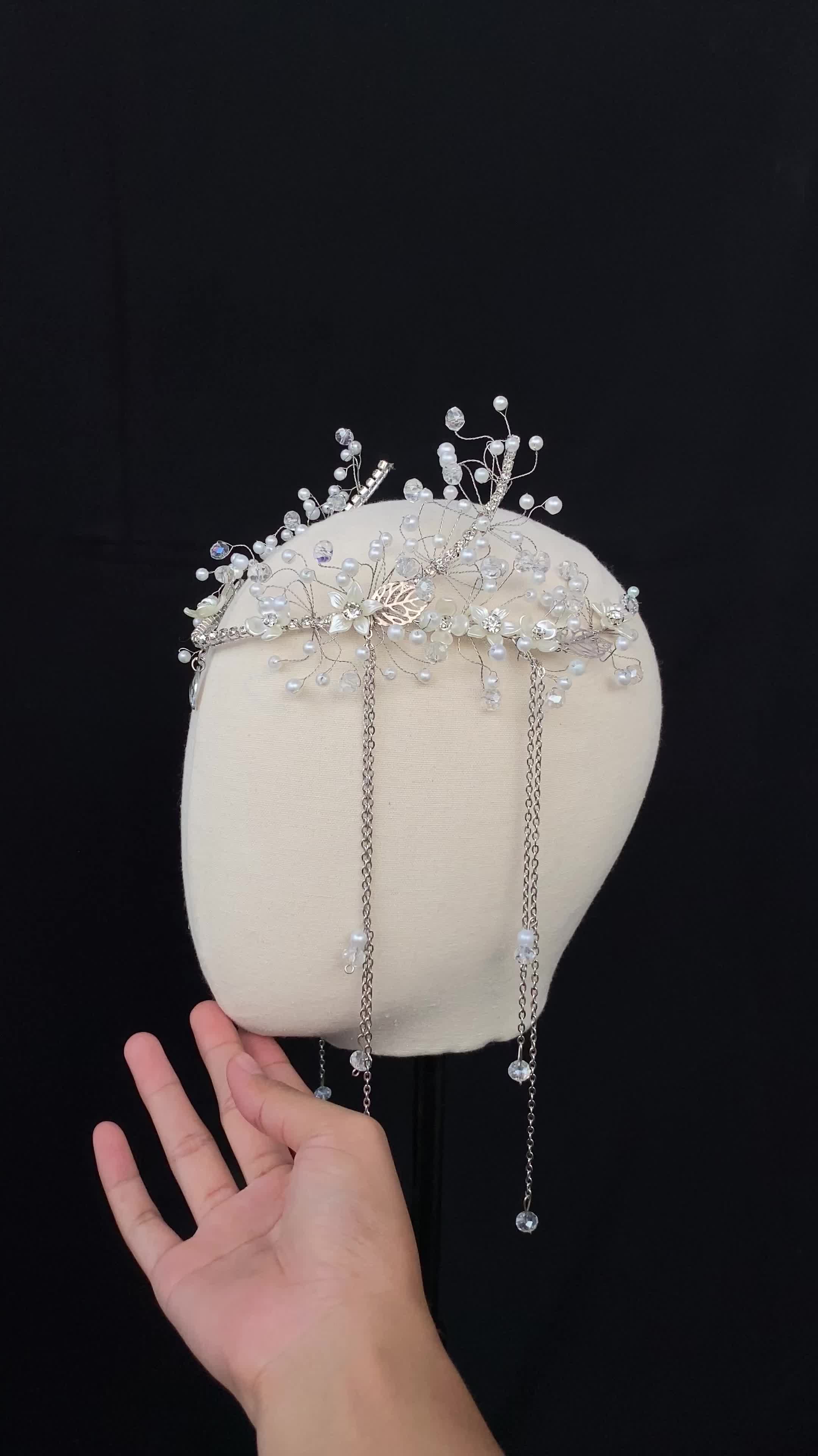 Haeymytha Bandana Wedding Mutiara Juntai / Crown Pengantin Murah / Headpiece