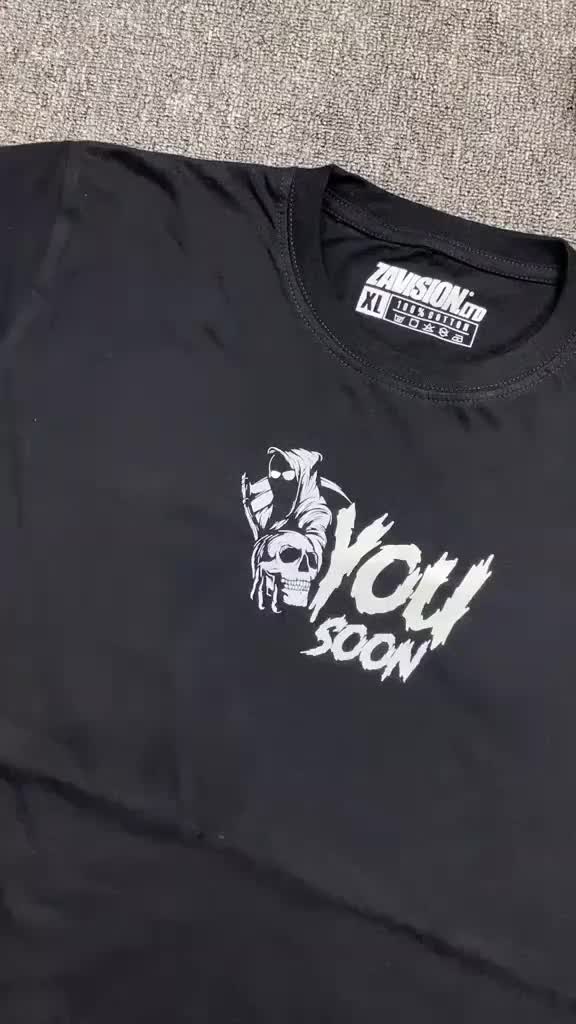 ZAVISION.LTD Kaos Distro Keren Sablon Glow In The Dark You Soon K-PREACH06 Unisex Cowok Cewek Dewasa Cotton Combed 24s Katun Nyaman Hitam Anime Custom Printing Digital