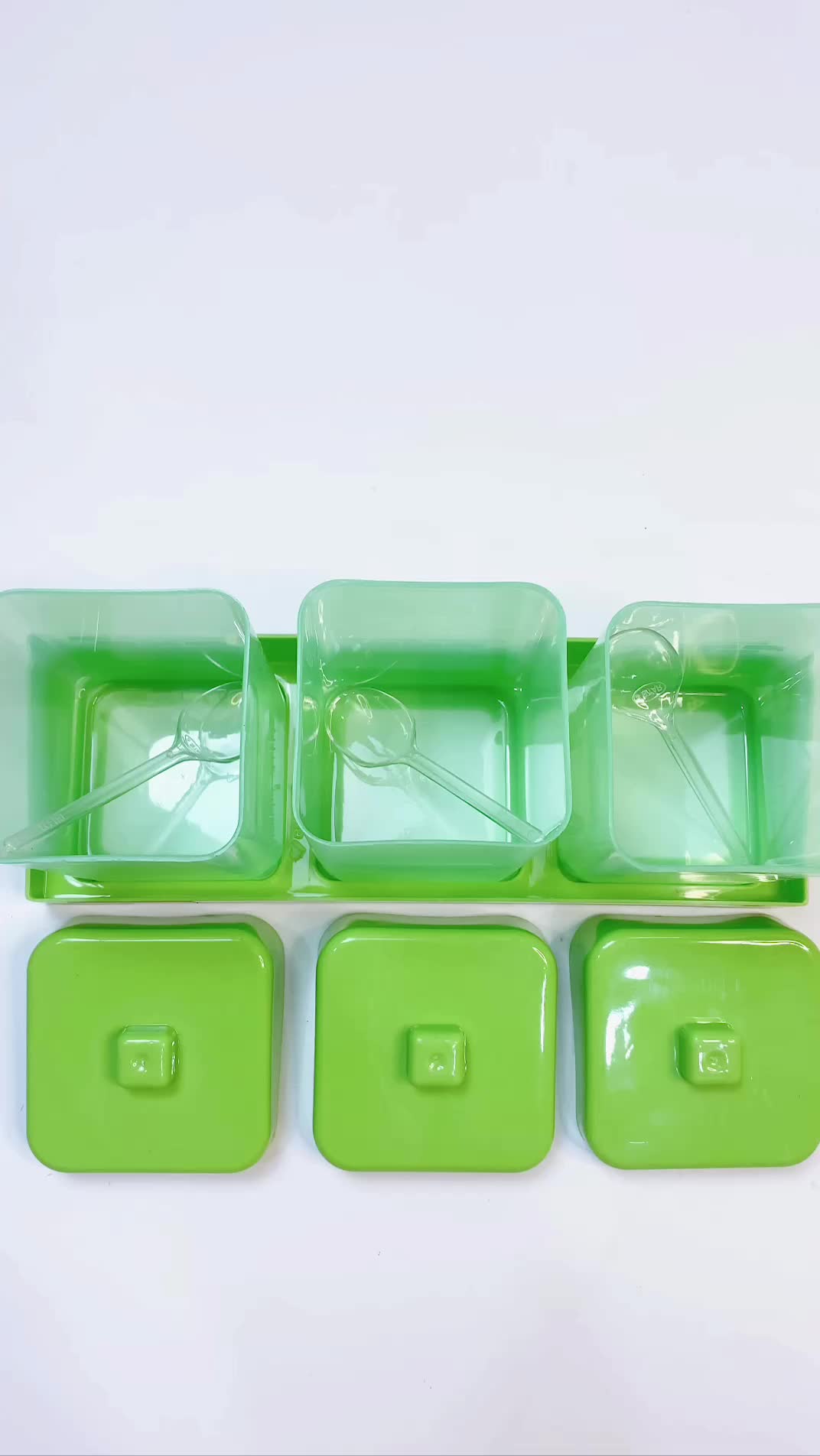 GBU PLAST Tempat Bumbu Set Elena  / Tempat Kotak Bumbu Dapur Set Sekat 3 in 1 Plastik