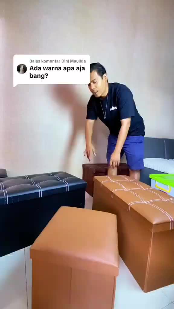 (LOKAL) Sofa box storage box kursi box penyimpanan dapat dilipat kursi organizer box Sofa Kotak Penyimpanan Serbaguna Kulit Pakaian Mainan Kayu