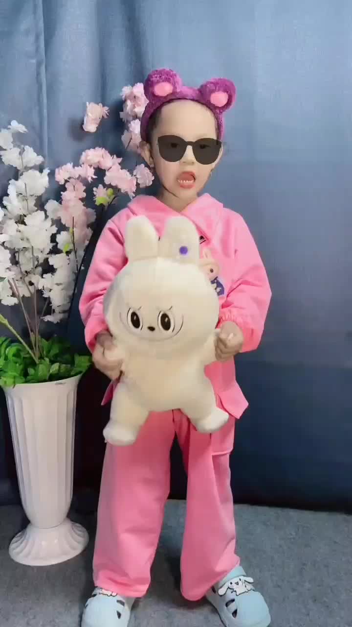 HSN ID Setelan Anak Perempuan Sweter Semi Crop LABUBU Setelan Terbaru Viral Tangan Panjang 2-12 thun