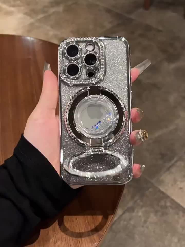 Fashion Luxury glitter quicksand Stand Casing iphone 11 12 13 14 15 Pro Max 15 plus Shockproof Bumper Kamera Protector Lembut Silicone Case iPhone