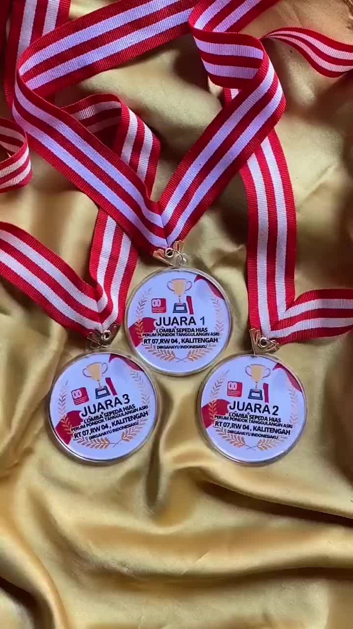 Medali Lomba Juara Turnamen Agustusan Custom Akrilik Diameter 7cm Bisa Request Tulisan Nama Lomba Kompetisi Event Turnamen