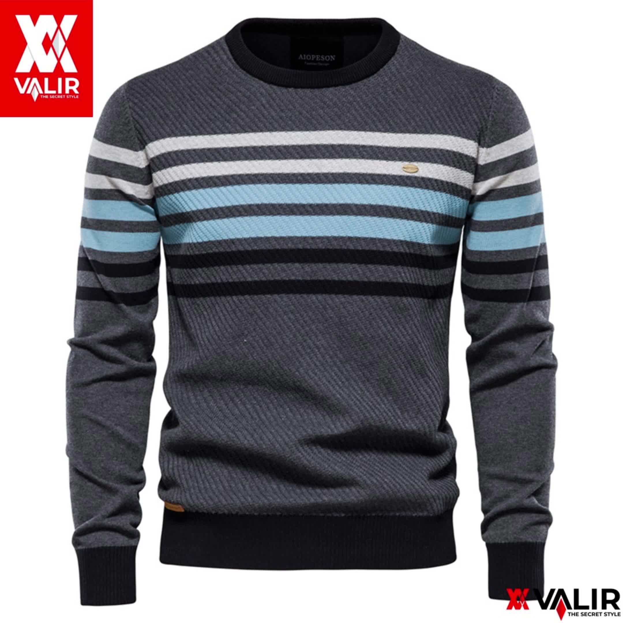Valir Gibs Baju Sweater Knitwear Rajut Pria Keren Terbaru Distro Tebal Lengan Panjang Kerah Bulat crewneck cowok korean style Top Sweatshirt Hitam Biru Navy Katun Atasan