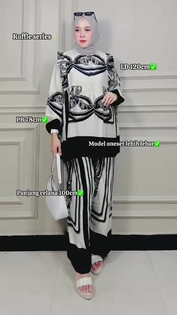 Setelan rayon motif kekinian bahan adem Nyaman Celana Panjang Tangan Karet