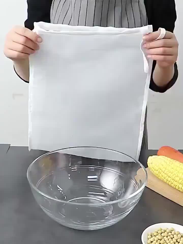Kain Pouch Nylon Kantung Saringan Penyaring Filter Masak Tepung bubuk Susu Kacang Kedelai Almond Santan Buah Sayur Kantong Peras Blacu Reusable Nut Milk Bags Mesh reusable