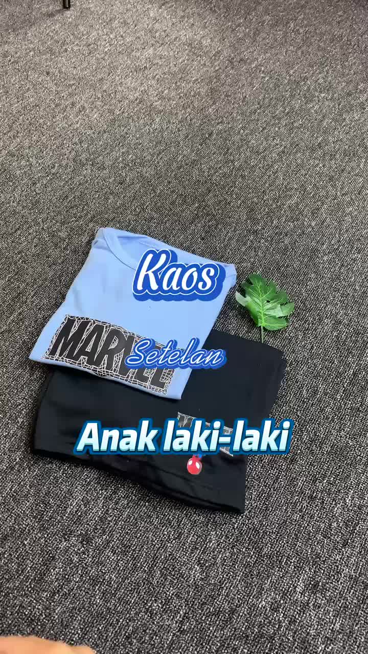 Baju Setelan Anak Laki Laki - Pakaian Kaos dan Celana Fashion Anak Cowok Usia 5-15 Tahun - Motif MARMEN Putih