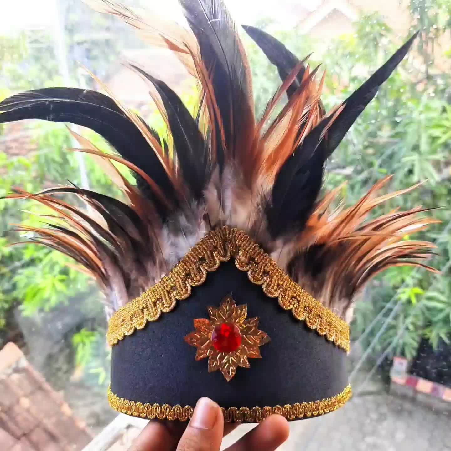 Mahkota Topi Adat Dayak { Bulu Premium }