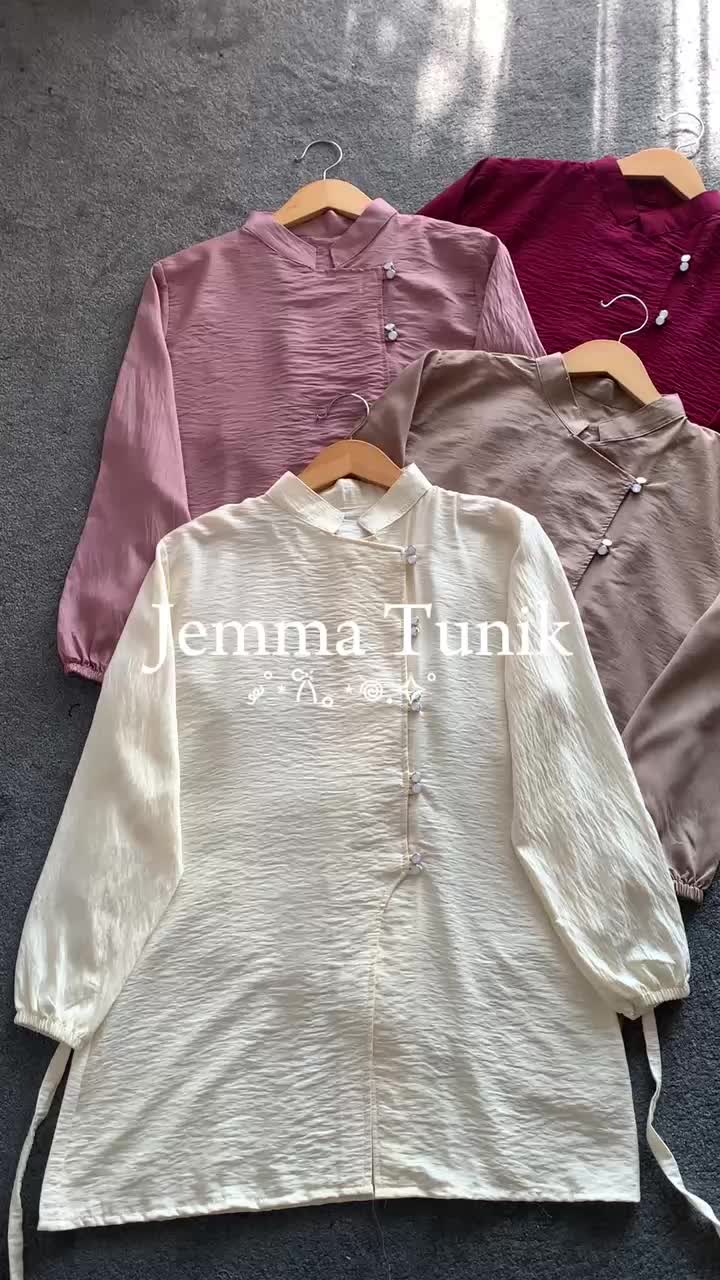 Orimoza Jema pearl tunik wanita linen impor