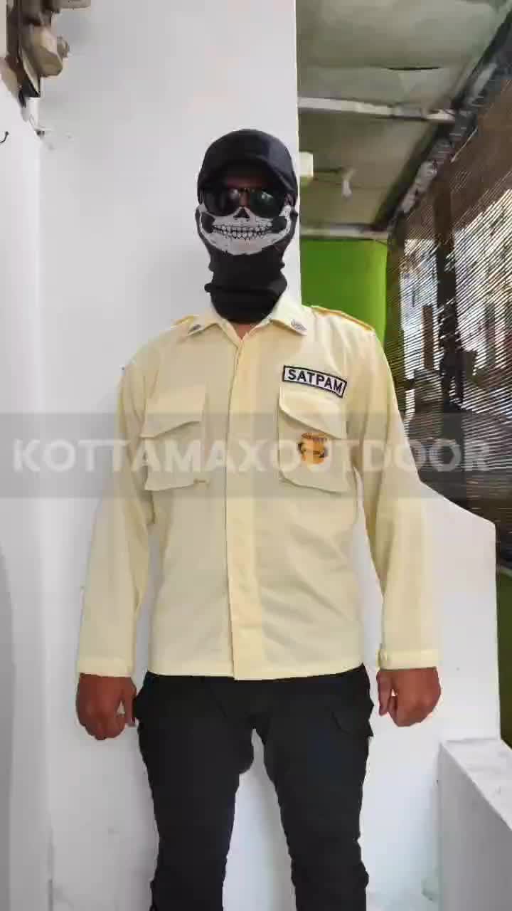 Baju Kemeja PDL Satpam Krem Cream Twist Terbaru Lembut Pria Kerah Tidur Kemeja Satpam PDH SUS