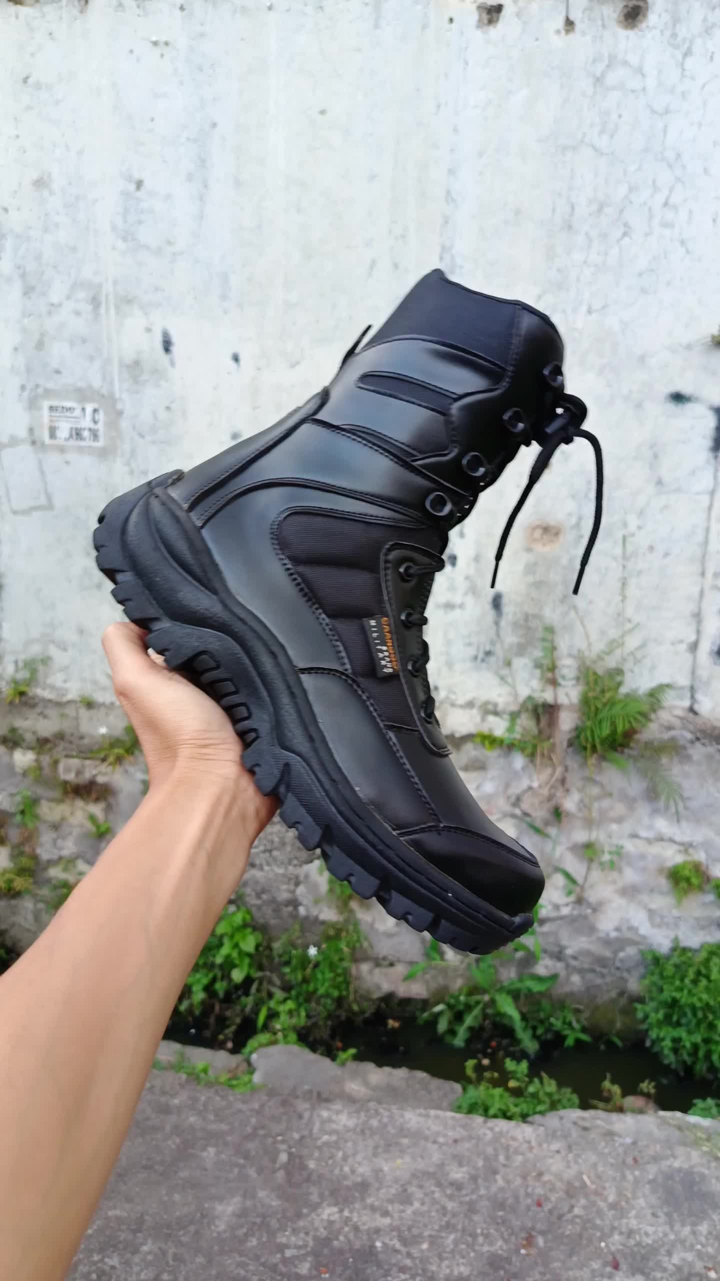 sepatu pdl sefty hitam tni polri satpam 8 inc original caango militery
