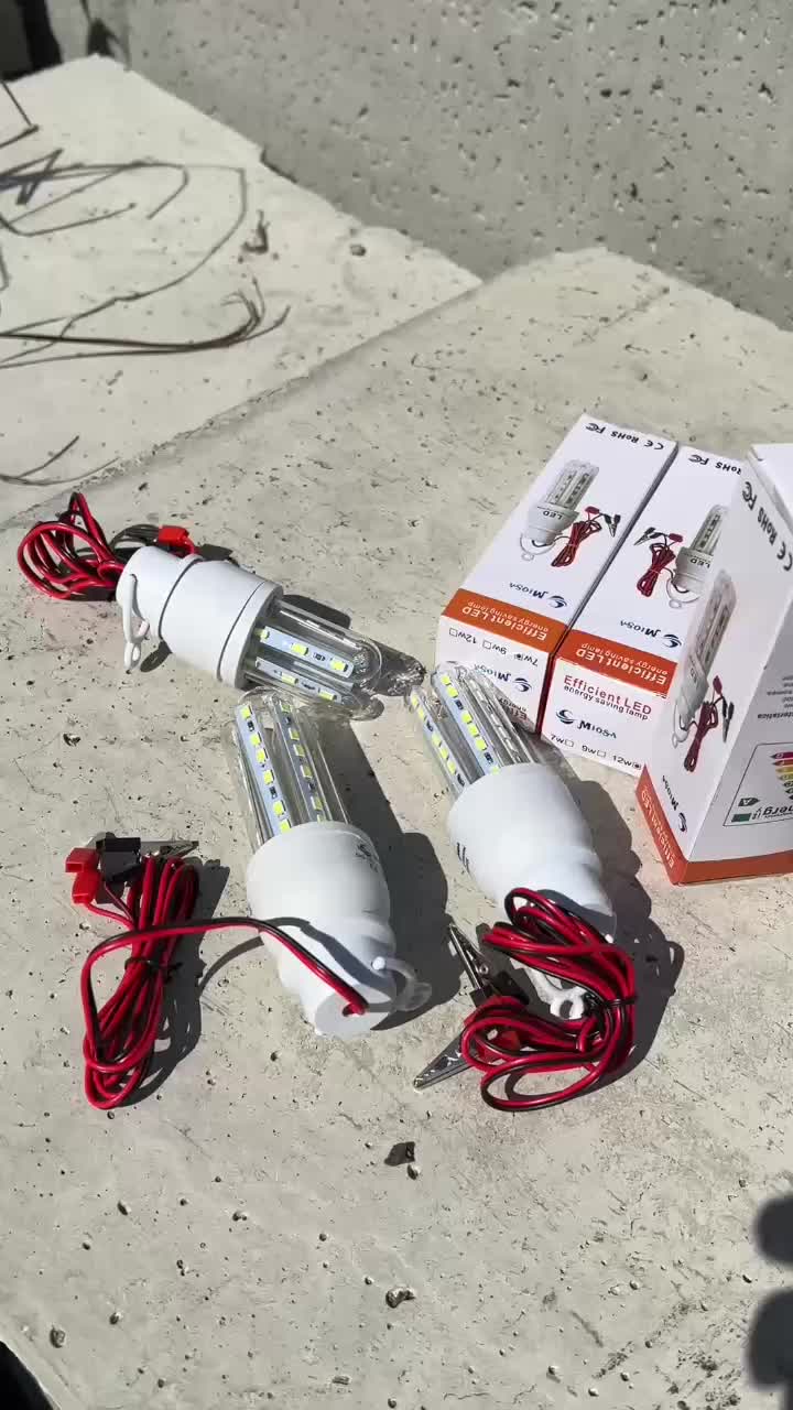 Lampu LED DC plc 3u 7watt 9watt 12watt Aki Solar Cell Panel Surya DC 12V Kabel Capit Bohlam Accu Emergency Efficient LED