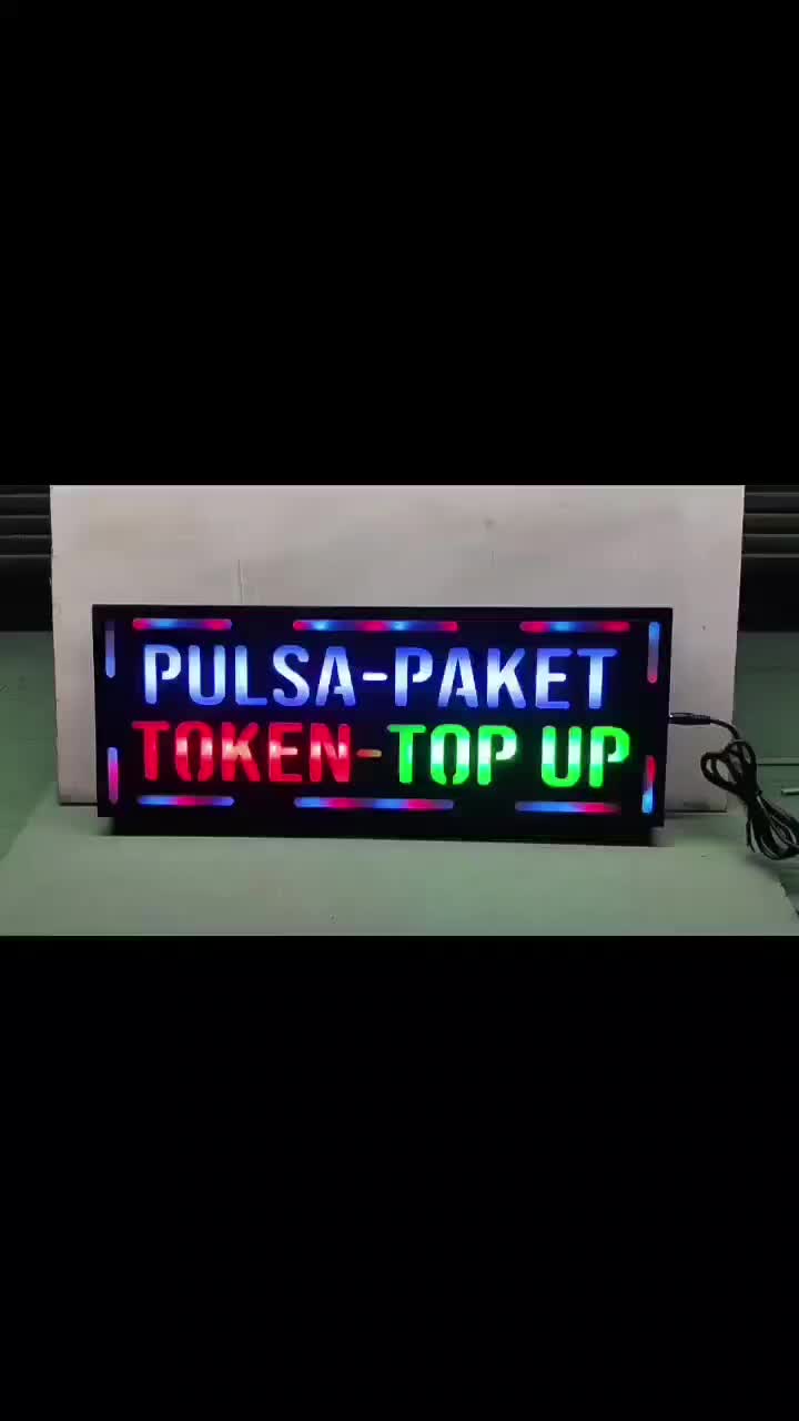 lampu tulisan pulsa paket token topup / lampu hias /lampu rgb / lampu konter hp