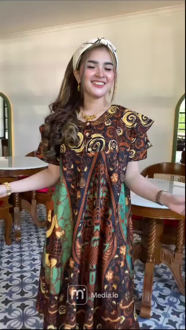 DASTER BATIK WANITA PAYUNG JUMBO Rayon COKLAT KANCING DEPAN MOTIF WAYANG Ibu jumbo Busui Lengan pendek daster Hamil