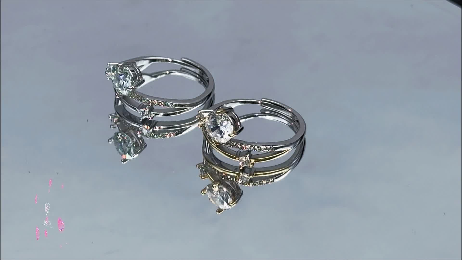 Fareshin Jewelry - Lapis Emas 18K - Adjustable opening Galaxy Love moissanite wanita ring pertunangan Cincin 925 silver 1.0 Carat  [GRA Certificated and After Sales Warranty]