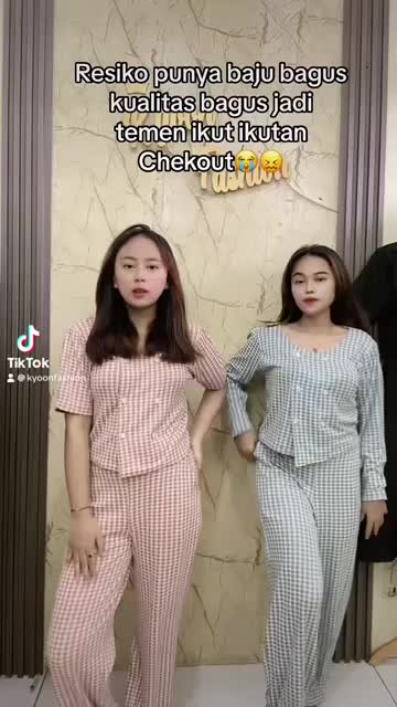 Setelan Pesta Yoo Ri Premium Korean Style Atasan dan Celana Panjang Wanita - Santai, Hitam, Kotak, Pendek 1 set one set rayon lengan panjang