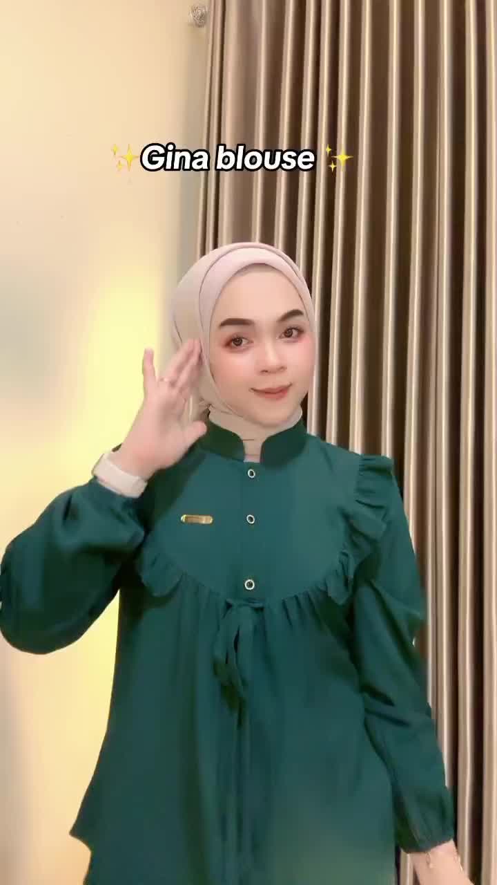 Ghina Blouse, Blouse Wanita Murah, Blouse Crinkle Airflow, Atasan Kerja Lembut, Baju Casual Top Cewek Dewasa Muslim Panjang Basic Oversize Remaja Hitam bukan Bahan Katun dan Linen Shakila