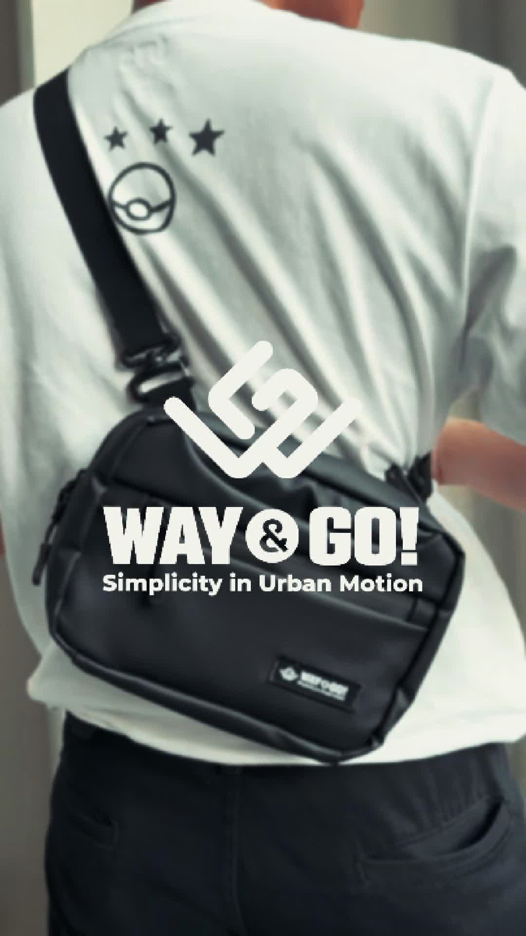 Way&Go! Techno Tas Selempang Pria Tahan Air Hitam Fungsional - Clutch Sling Bag Cowok Tas  Slingbag Banyak Sekat Multifungsi Multikompartemen