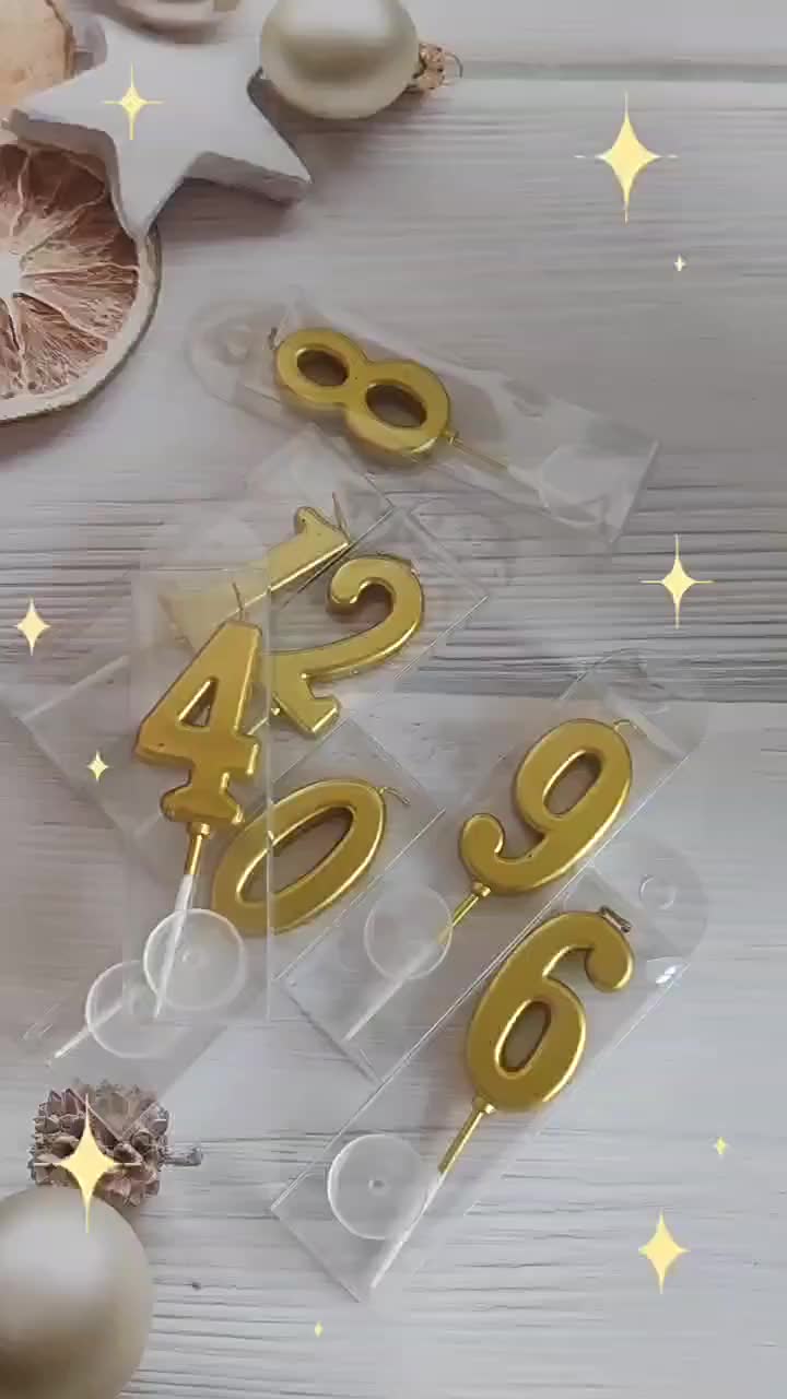 0~9 Lilin Angka / Lilin Ulang Tahun Emas 1pcs / Hiasan Kue Ulang Tahun Golden Number Candle Cake
