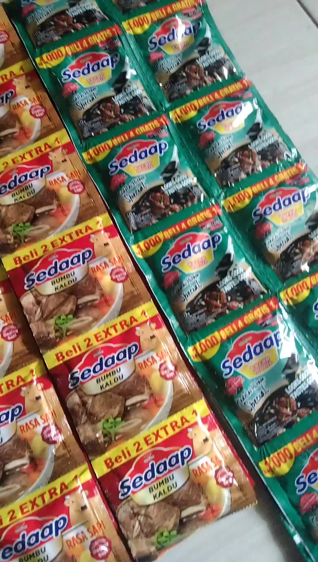 Paket masak 43 biji (kaldu sedaap 18 biji+kecap manis 15biji + garam 10biji) Bumbu Kaldu