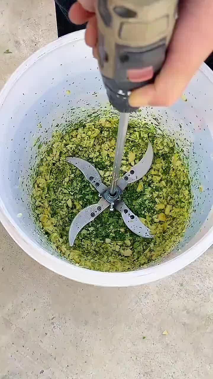 【Dengan stick】Bor Listrik Modifikasi Penghancur Sayur Mesin cacah rumput sayuran multifungsi pakan ternak entok ayam untuk dinamo dan stick bor