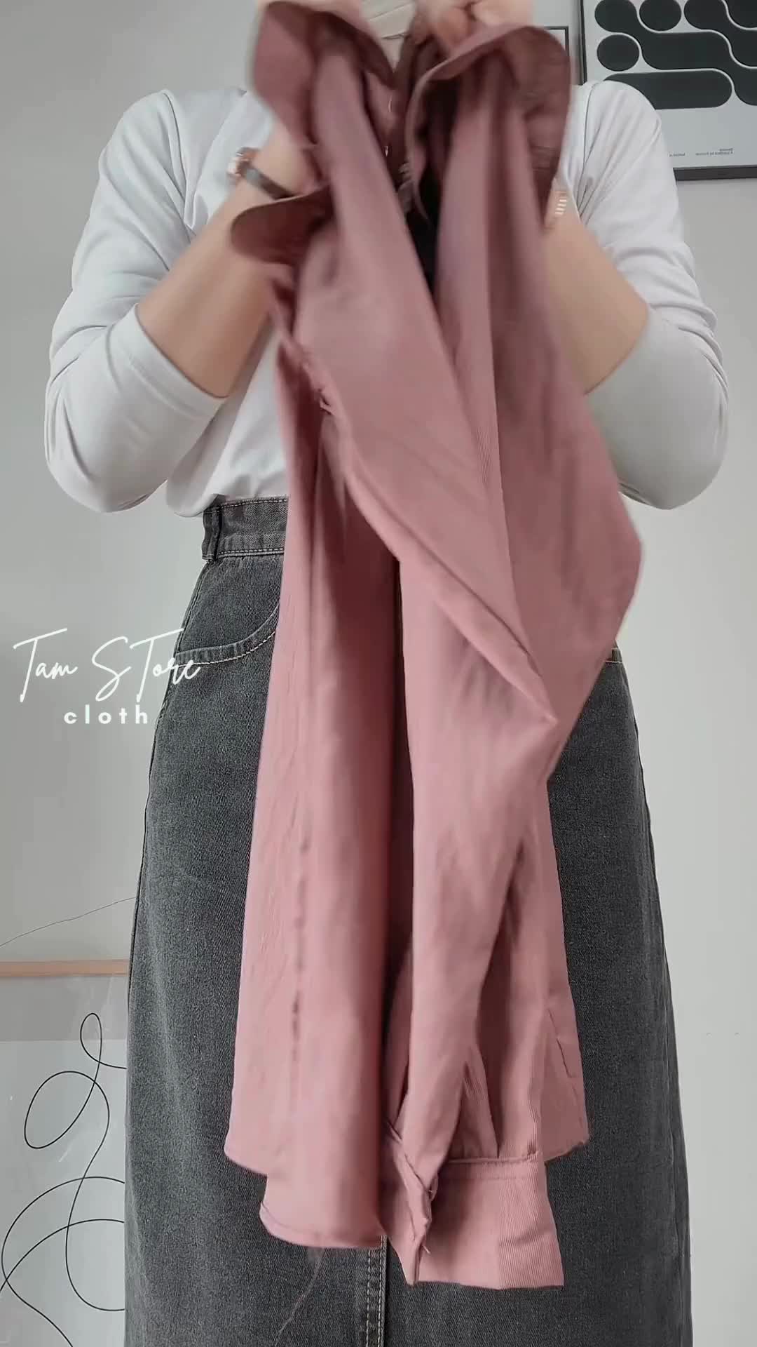 Tamstore Blouse Leora Kerah Renda Polo Linen Atasan Wanita Full Kancing