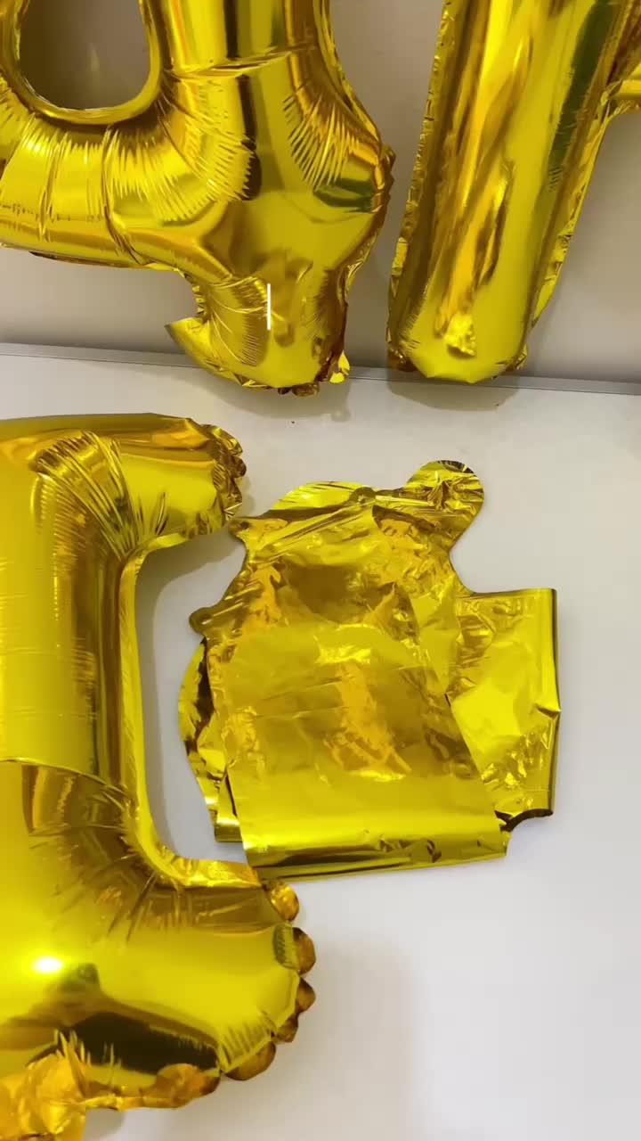 KP190 - BALON FOIL BALON ULANG TAHUN HURUF ANGKA ABJAD ALPHABET GOLD 16 INCH HURUF A-Z ANGKA 1-10 BALON LATEX HURUF