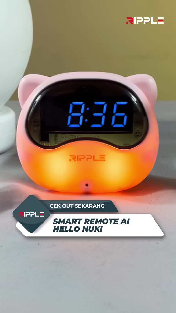 Ripple Nuki Smart USB Smart AI Remote AC TV Voice Command With Alarm Digital Night Lamp Otomatis Control Suara Tanpa Aplikasi