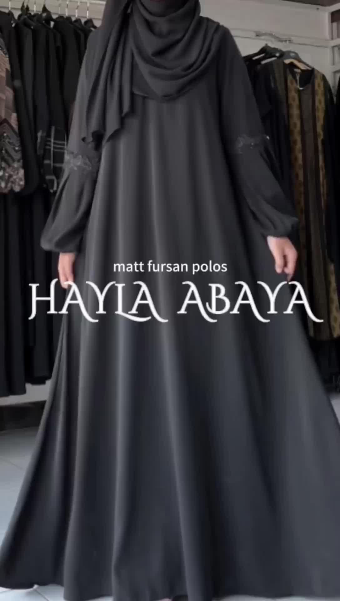 ABAYA HAYLA POLOS - GAMIS LENGAN BALON HITAM BY ASY-SYAKIRA FASHION TEMBORO termurah Motif Muslim
