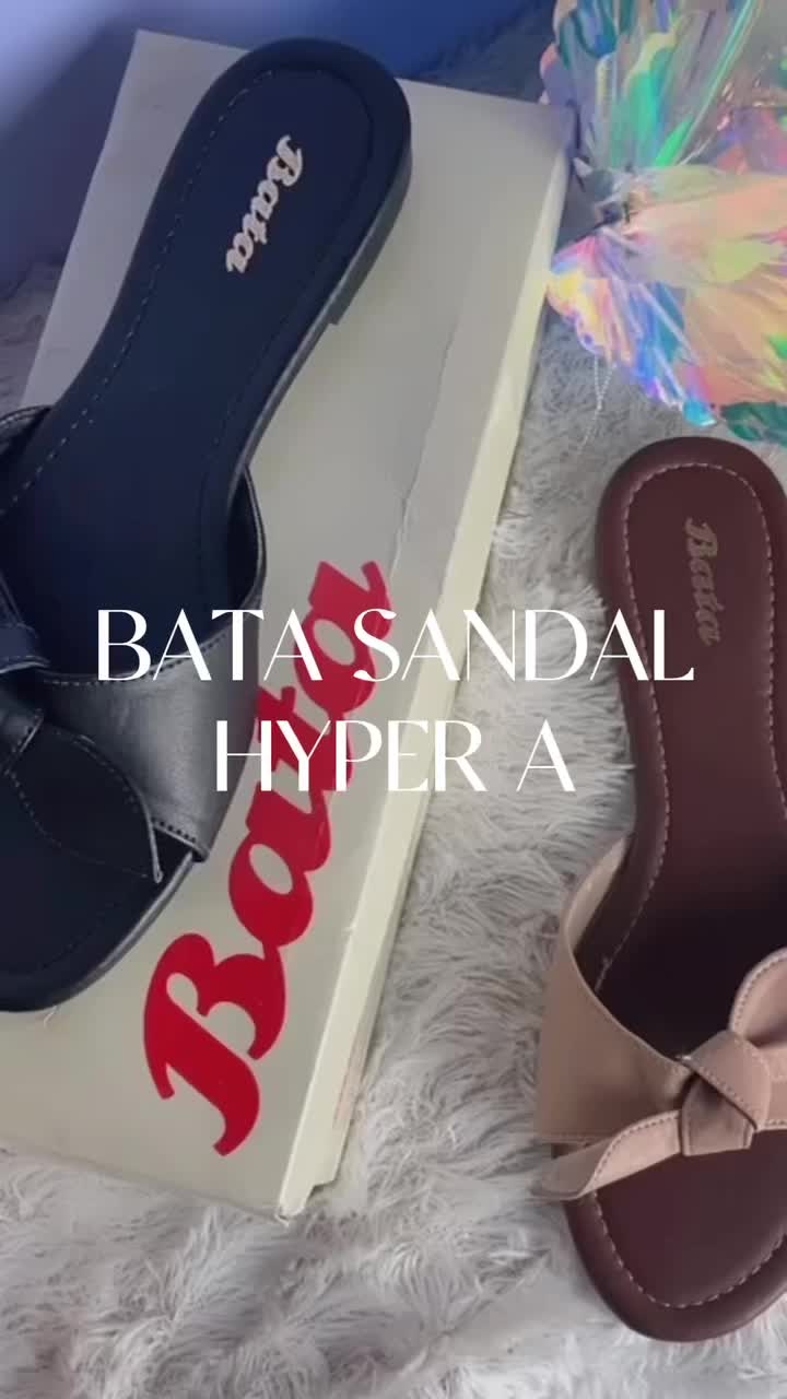 BATA - HYPER A "Comfort Cushion" Sendal Flat Wanita - Sandal Hitam  / Beige