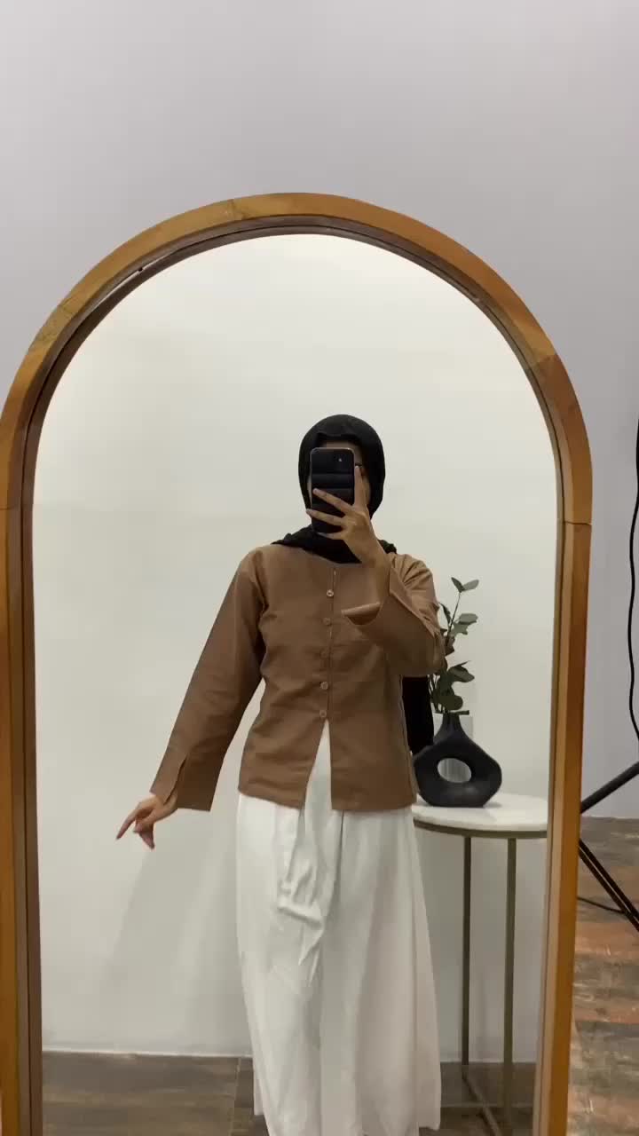 Orimoza Atasan Polos Blouse Rossa Linen Fit Body