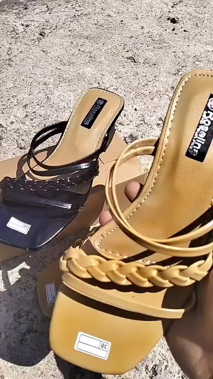 Sandal Wanita Kekinian Heels  Sendal Cewek Lebaran 2025 Sepatu Weding Perempuan Hak Tahu 5CM  Motif Kepang Shoes