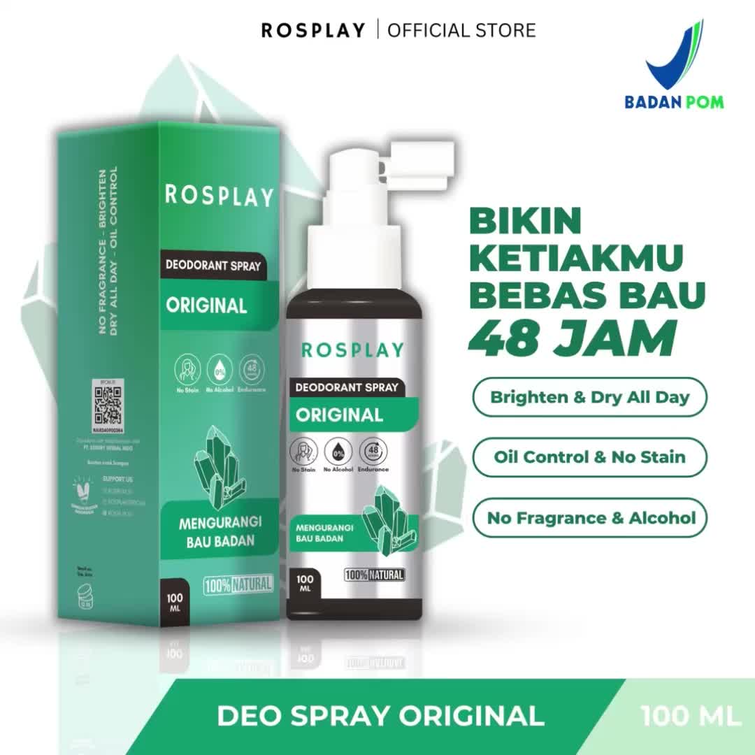 ROSPLAY Deodorant Spray Tawas Natural Penghilang Bau Badan Pencerah Ketiak Alami