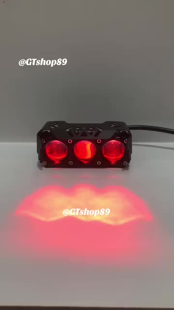 ￼Lampu Tembak 3 Mata mini Plus devil RGB dan senja full alumunium Waterproof premium Car