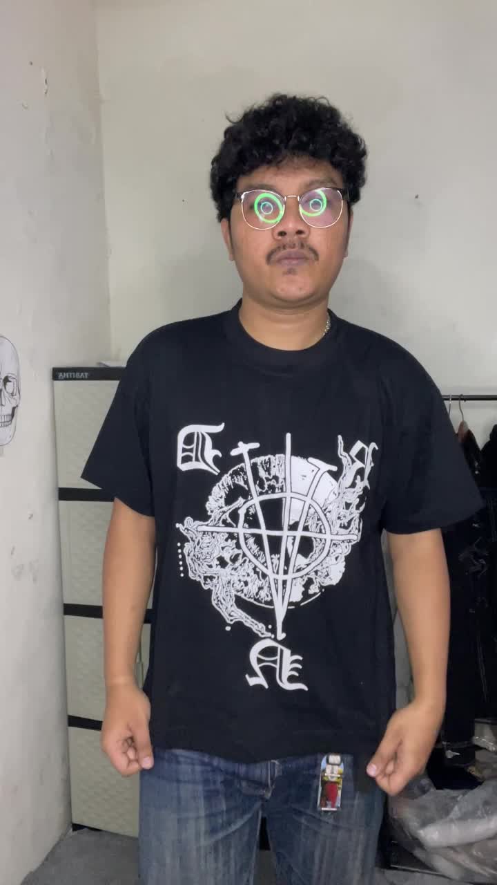 OVERSIZE BOXY TSHIRT KAOS MEJOR BLACK ROUND Combed Pria