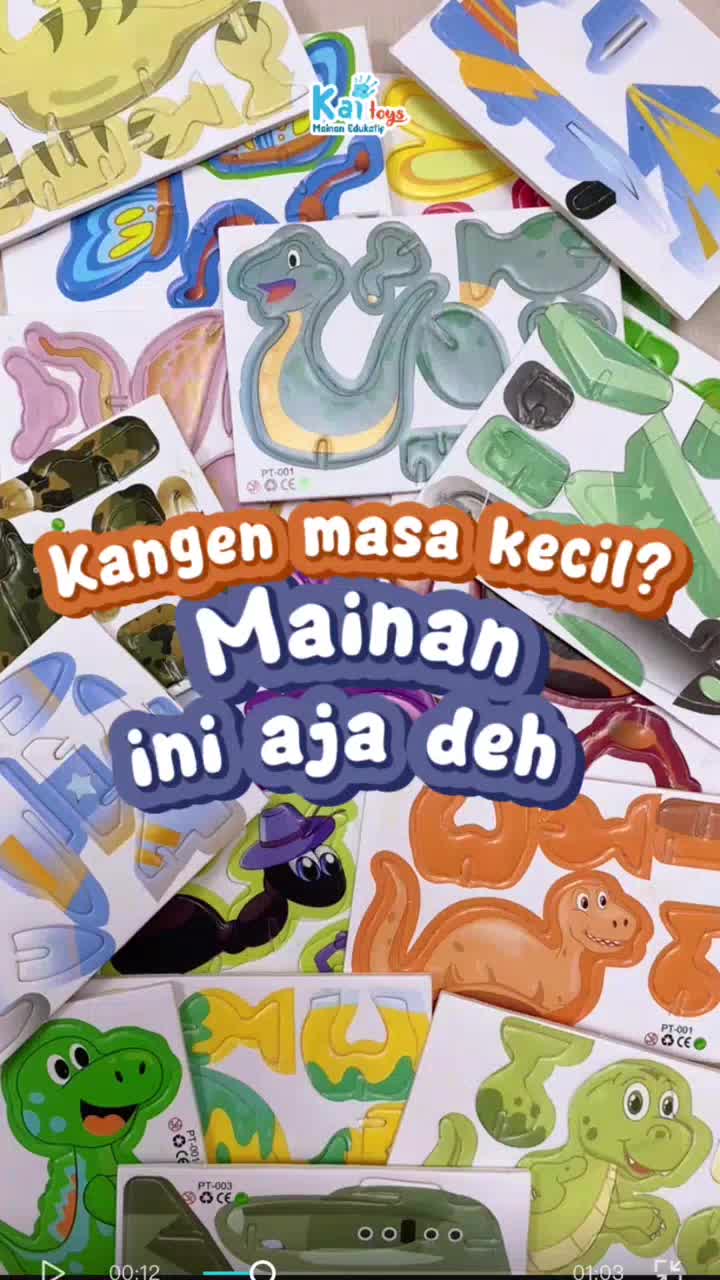DIY Puzzle 3D Mini 1 pcs - Mainan DIY Rakitan Kartun KECIL Mainan Edukasi Jigsaw Puzzle Hewan Serangga Dinosaurus Transportasi