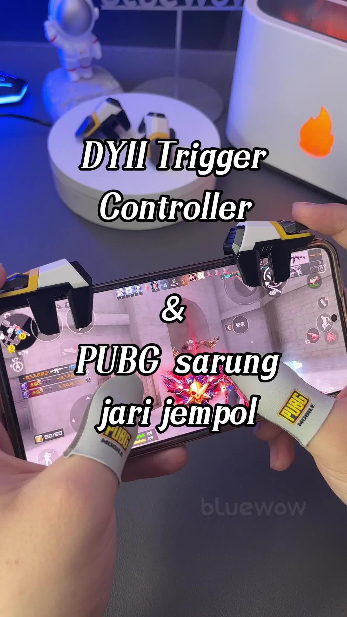 BlueWow Trigger Controller Combo Kit untuk PUBG FF COD DeltaForce - Bidik Tembak Cepat Anti Licin Responsif untuk iPhone & Android