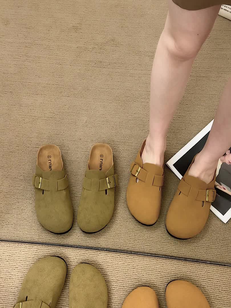 LURAD Sepatu Sandal Wanita kekinian Slide Teplek Untuk Kaki Lebar Sendal Cewek Ringan Hangout WL24115 Karet Jepit