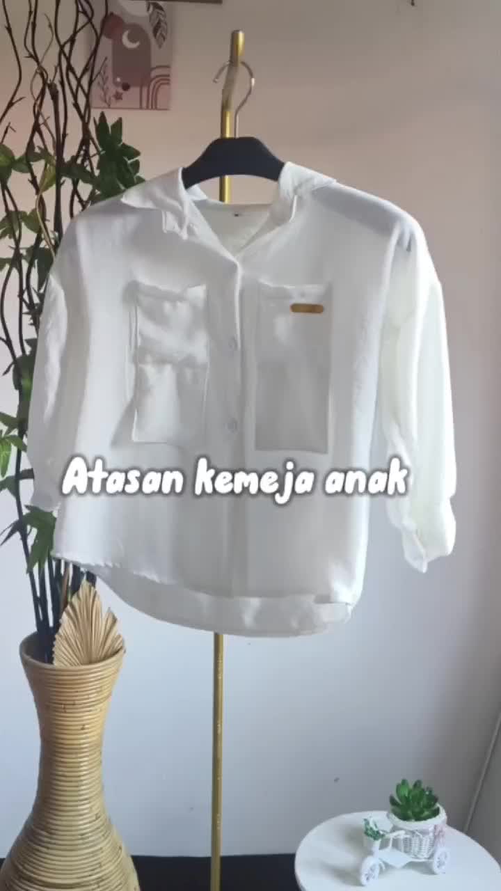 Kemeja Anak Korean Style Oversize Crinkle Airflow Lengan Panjang Usia 4-12 Tahun - Fashion, Baju