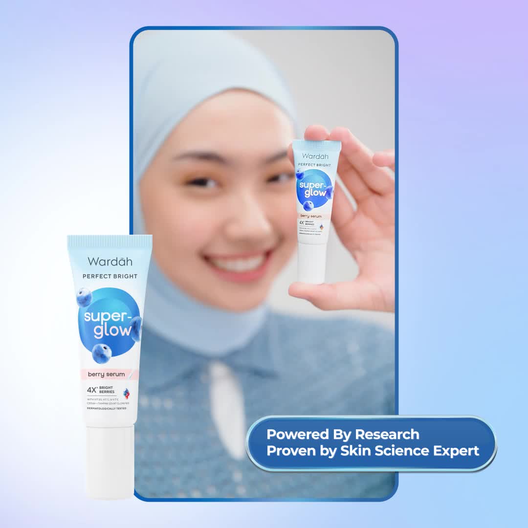 WARDAH 4X Vitamin B3 with Hyaluronic Acid serum Perfect Bright Super-Glow Berry 8 ml - Serum Mencerahkan, Menutrisi Kulit, Meratakan Warna Kulit Kusam, Menyamarkan Bekas Jerawat - Kulit Cerah, Tampak Sehat, Supple, Glowing - Skincare