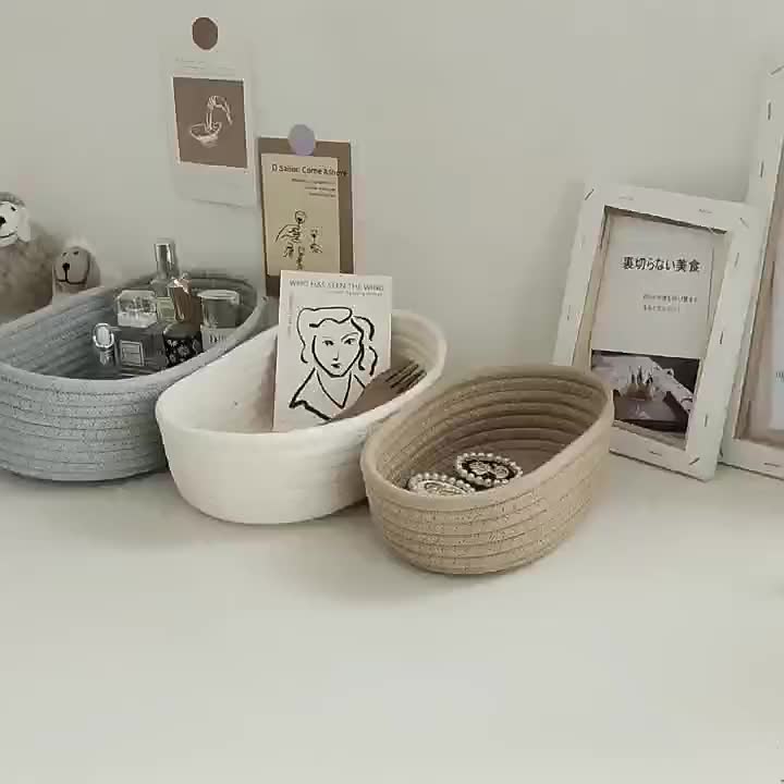 Minifolks AC234 - Oval Korean Aesthetic Macrame Basket / Keranjang Anyaman Serbaguna Home Decor