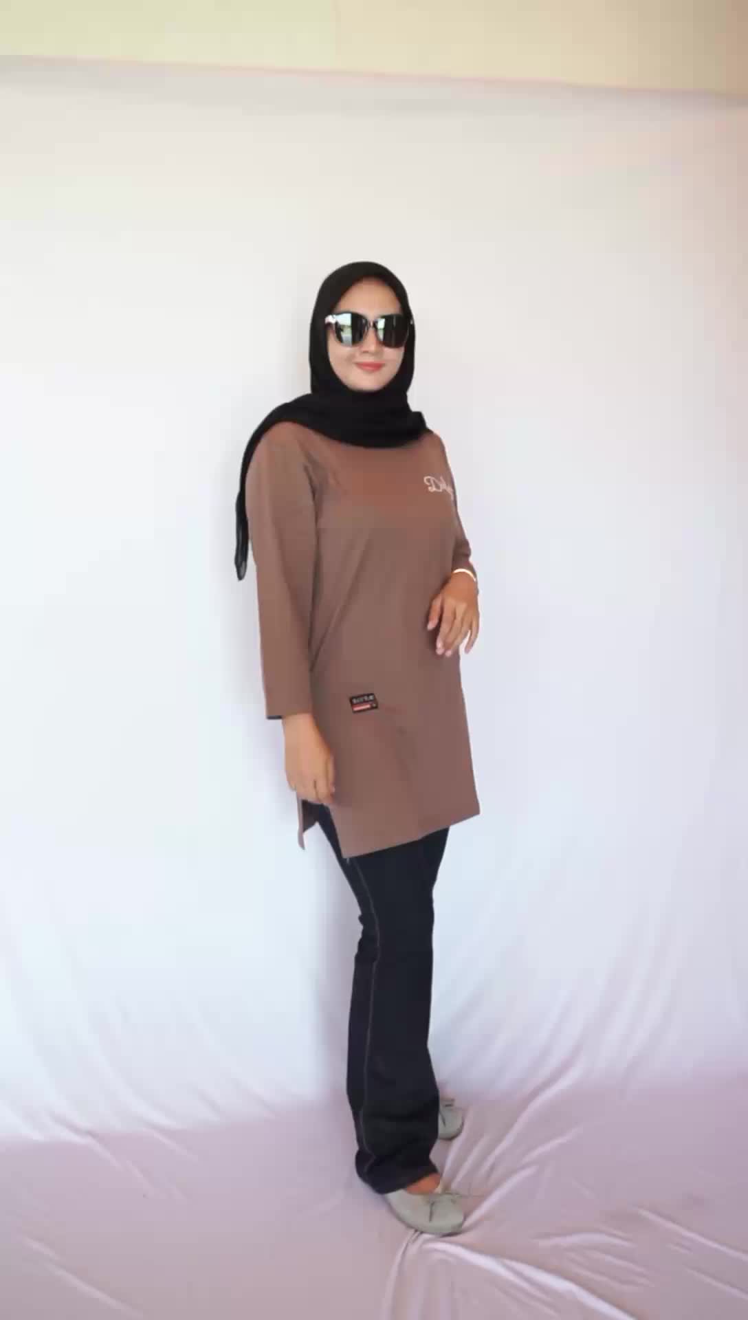 Tunik motif kaos atasan wanita tangan panjang bahan katun Combet20s deefas01 ORIGINAL
