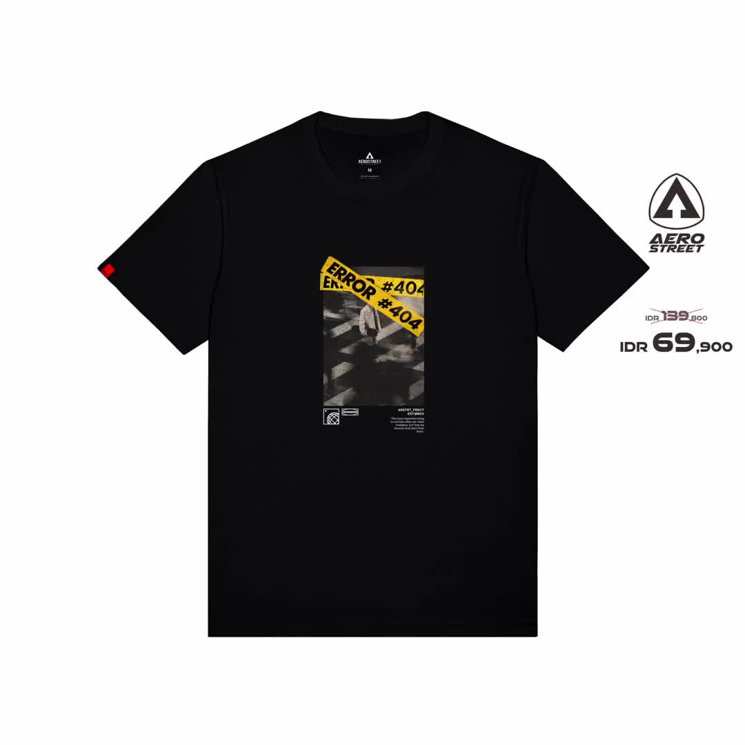 Aerostreet T Shirt Error Hitam T-Shirt Tshirt AACAA