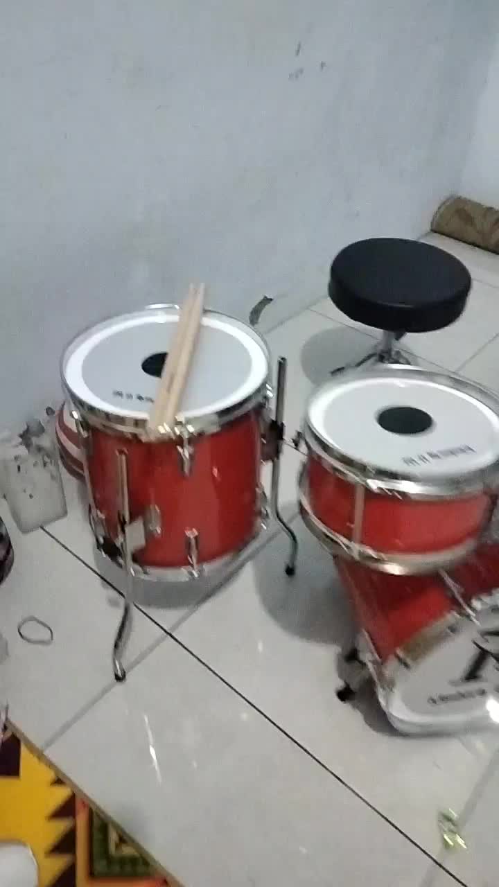DRUM MINI FULL SET CHROME UK.12,14"&,16" BUAT ANAK.GRATIS SABLON NAMA