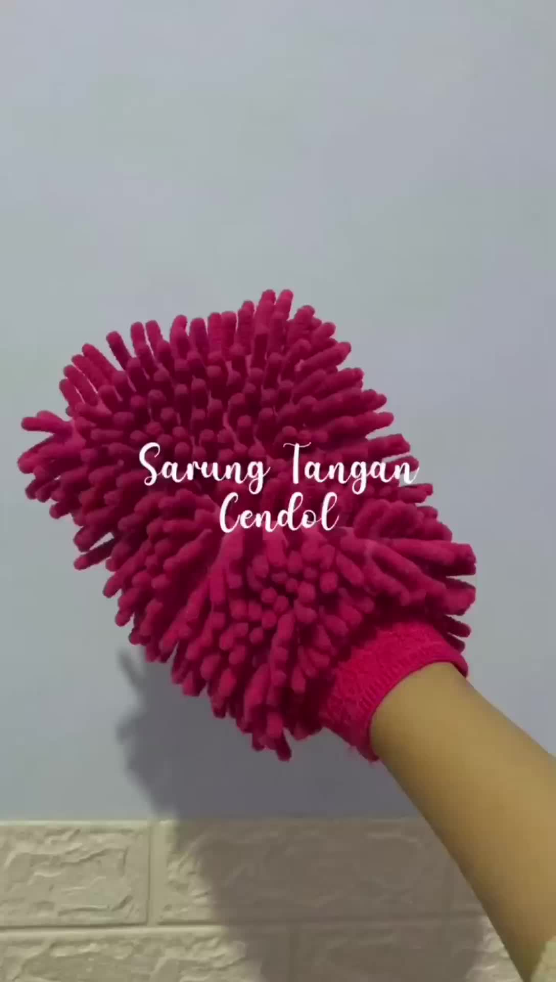 Sarung Tangan Alat Pembersih Kain Lap 2 Sisi Cendol Microfiber Cuci Mobil Motor Serbaguna