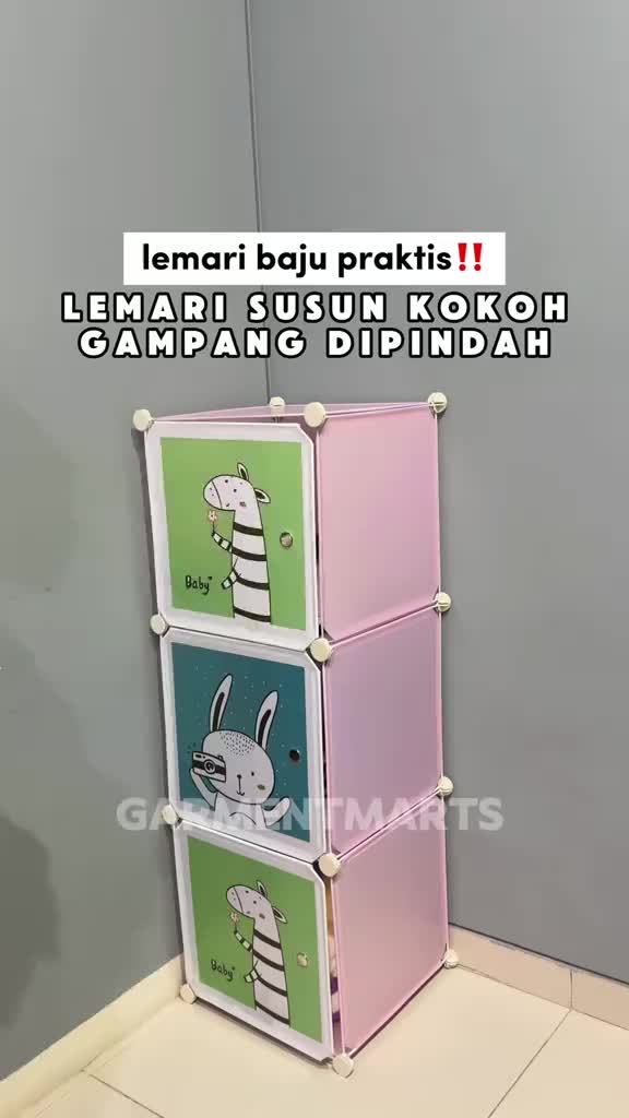 Rak Lemari Baju Plastik Susun 3 4 Pintu Motif Karakter Lemari Pakaian Anak Rakit Portable Bongkar Pasang